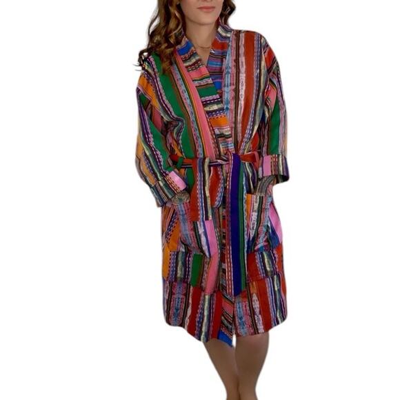 Authentic SURAPE Bright Colorful Woven Blanket Robe Cardigan Coat Jacket - Picture 1 of 10